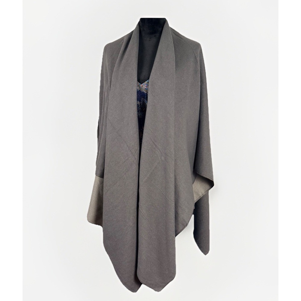 Rhea Adorable Poncho Women One Size Grey New Reversible Open Front Wrap PC231399